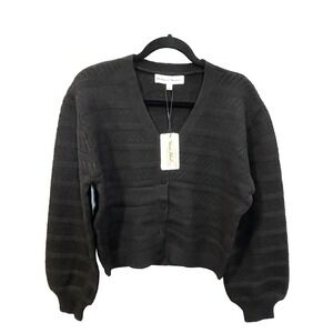 Chelsea & Theodore Women's L Cable Knit  Balloon Sleeves Cardigan‎ Sweater